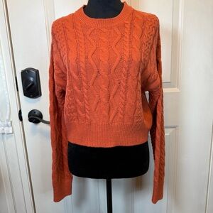 NO COMMENT NY-LA Women’s  Orange Chunky Cable Knit Sweater Size Large NWT